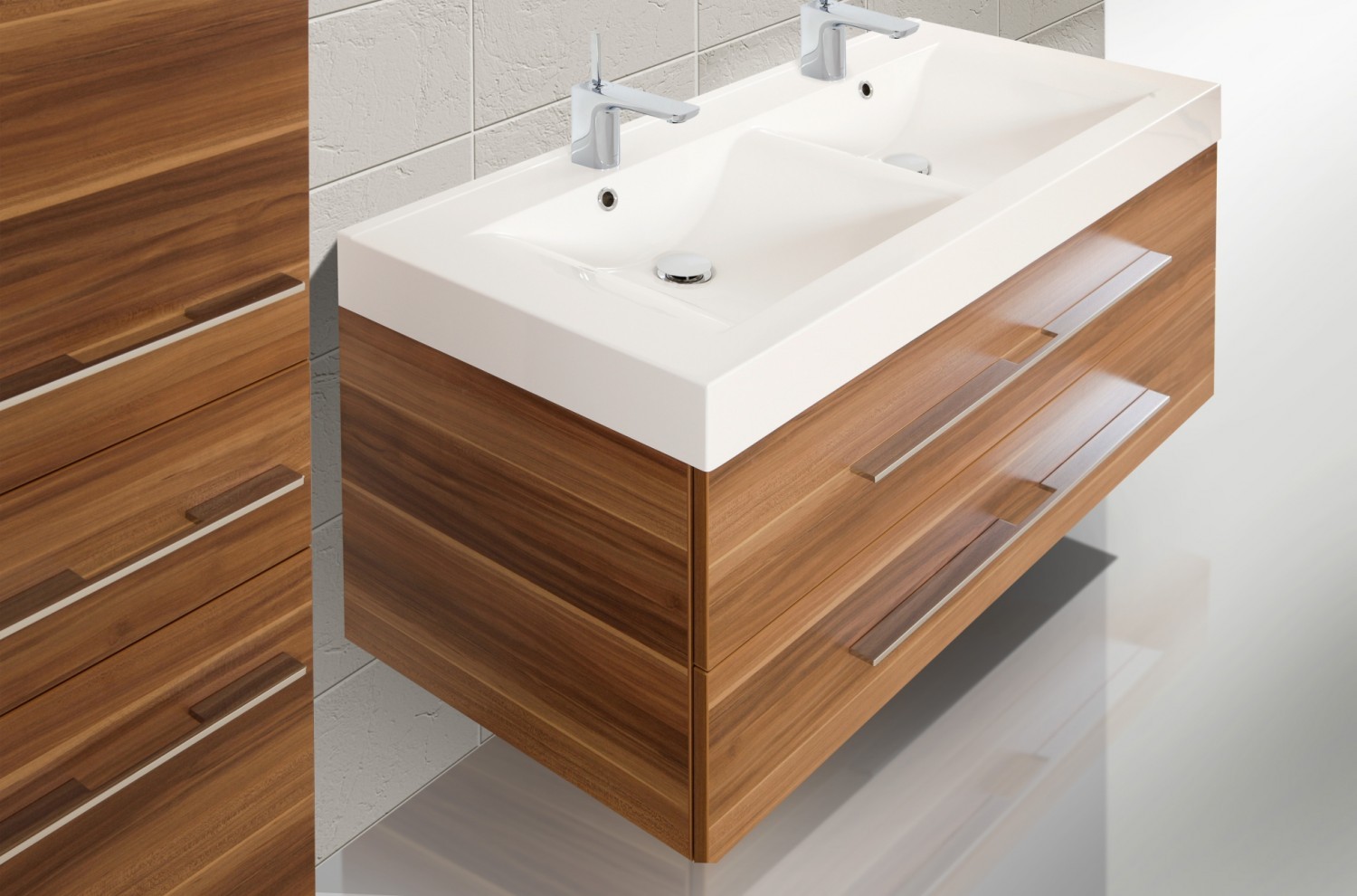 Design Badezimmermöbel Set mit Waschbecken und Doppelwaschtisch 120 cm 624