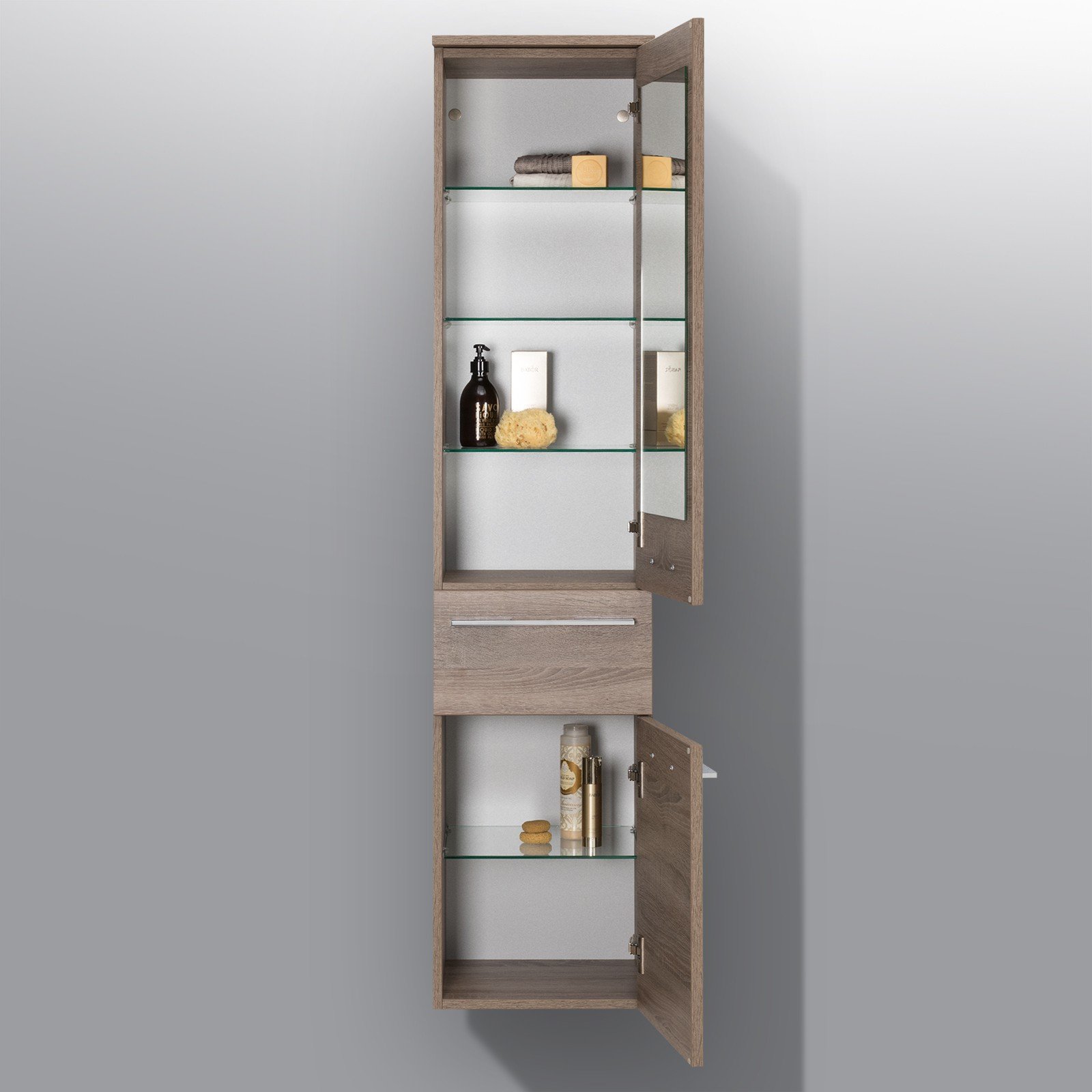 Bad Hochschrank Badmöbel Maße: H/B/T 156,6/35/32,5 cm komplett vormontiert