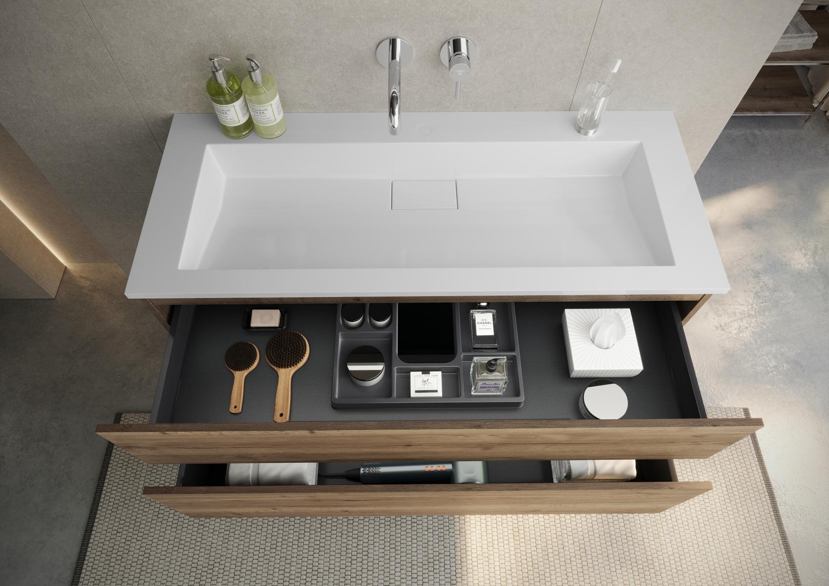 Bathroom furniture Cubo 120 cm single washbasin with vanity unit Handleless / Push to Open, Made in Germany 