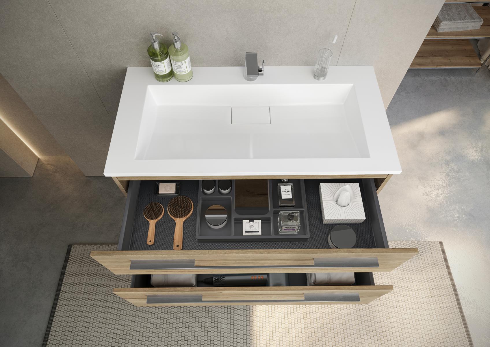 Ensemble de meubles de salle de bains Cubo 100 cm lavabo simple avec meuble sous lavabo, Made in Germany