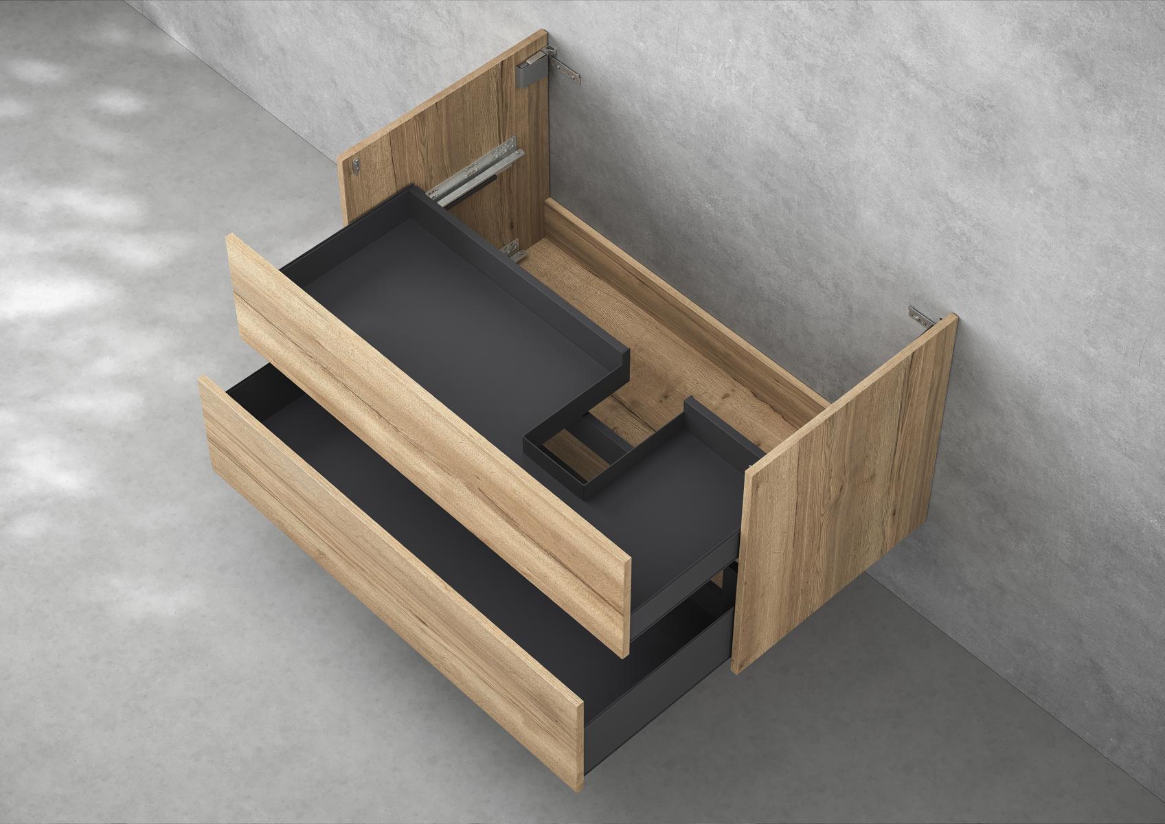 Mobile sottolavabo Intarbad Pure come accessorio per il lavabo Catalano New Zero da 100 cm con ripiano a sinistra