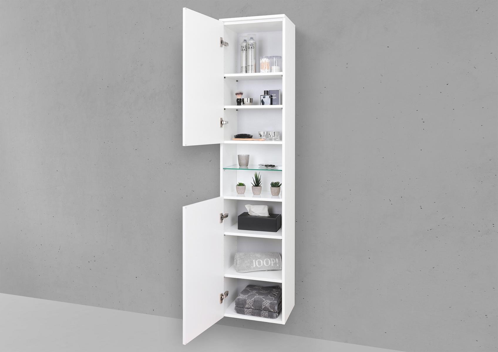 Seitenschrank/Hochschrank nach Maß 2 Türig mit offenem Fach, ohne Griff - Push to Open