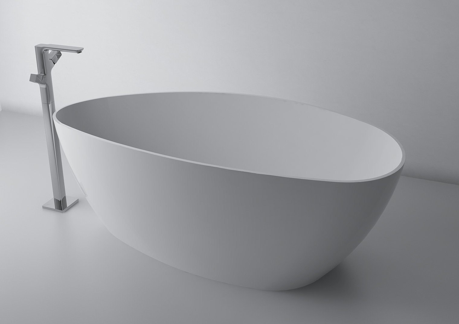 Freistehende Badewanne aus Mineralguss 157x70x57,2 cm in Weiß Glanz oder Matt