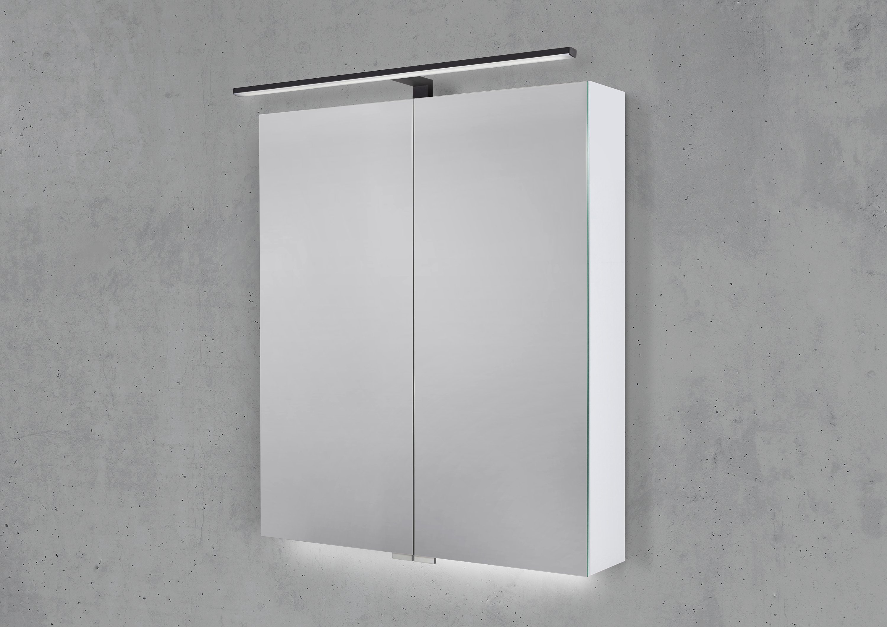 Spiegelschrank 60 cm mit MULTI LED Aufsatzleuchte