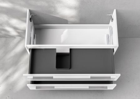 Unterschrank Intarbad Deluxe als Zubehör für Waschtisch Laufen Kartell 90cm mit Ablage rechts