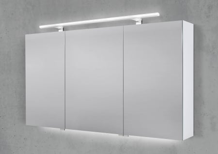 Spiegelschrank 130 cm mit MULTI LED Acryl Aufsatzleuchte Doppelspiegeltüren