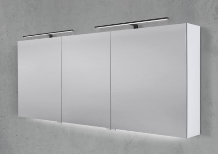 Spiegelschrank 170 cm mit 2x MULTI LED Aufsatzleuchte Doppelspiegeltüren