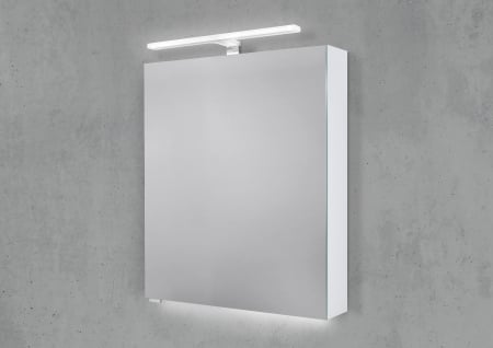 Spiegelschrank 60 cm mit MULTI LED Acryl Aufsatzleuchte Doppelspiegeltür