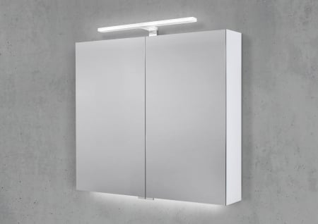 Spiegelschrank 80 cm mit MULTI LED Acryl Aufsatzleuchte Doppelspiegeltüren