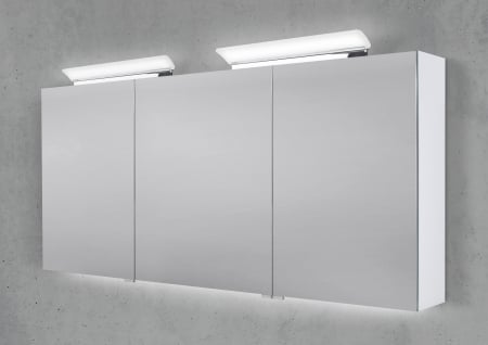Spiegelschrank 160 cm 2x LED Acryl Aufsatzleuchte mit Unterbauleuchte doppelseitig verspiegelt