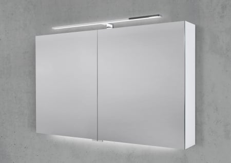 Spiegelschrank 110 cm mit LED Chrom Beleuchtung Doppelspiegeltüren