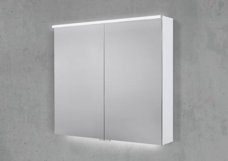 Spiegelschrank 80 cm integrierte MULTI Light LED Beleuchtung Doppelspiegeltüren