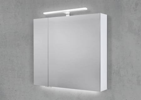 Spiegelschrank 80 cm mit MULTI LED Acryl Aufsatzleuchte Doppelspiegeltüren