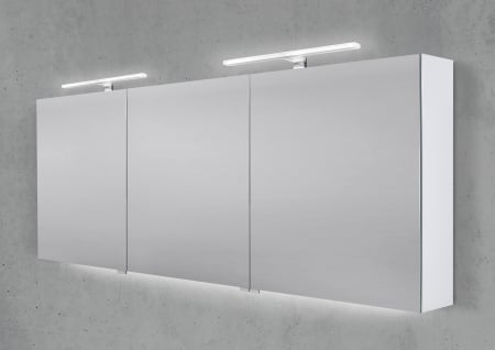Spiegelschrank 180 cm 2x MULTI LED Acryl Aufsatzleuchte Doppelspiegeltüren