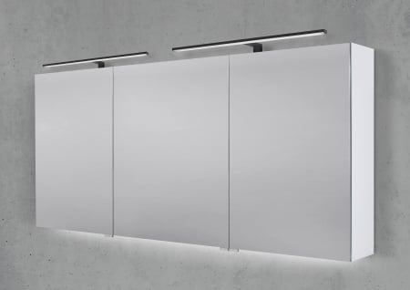 Spiegelschrank 160 cm mit 2x MULTI LED Aufsatzleuchte Doppelspiegeltüren