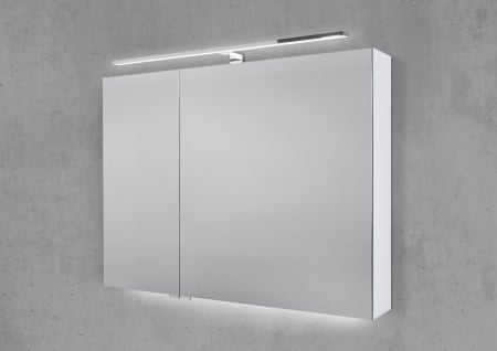 Spiegelschrank 90 cm mit LED Chrom Beleuchtung Doppelspiegeltüren