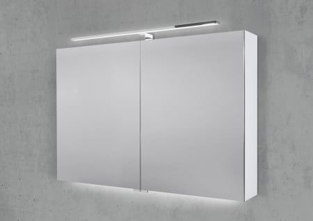 Spiegelschrank 100 cm mit LED Chrom Beleuchtung Doppelspiegeltüren