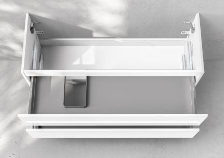Unterschrank Intarbad Premium als Zubehör für Waschtisch Laufen Kartell 120cm mit Ablage rechts