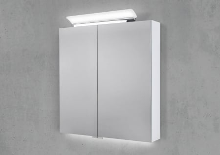 Spiegelschrank 70 cm LED Acryl Aufsatzleuchte mit Unterbauleuchte doppelseitig verspiegelt