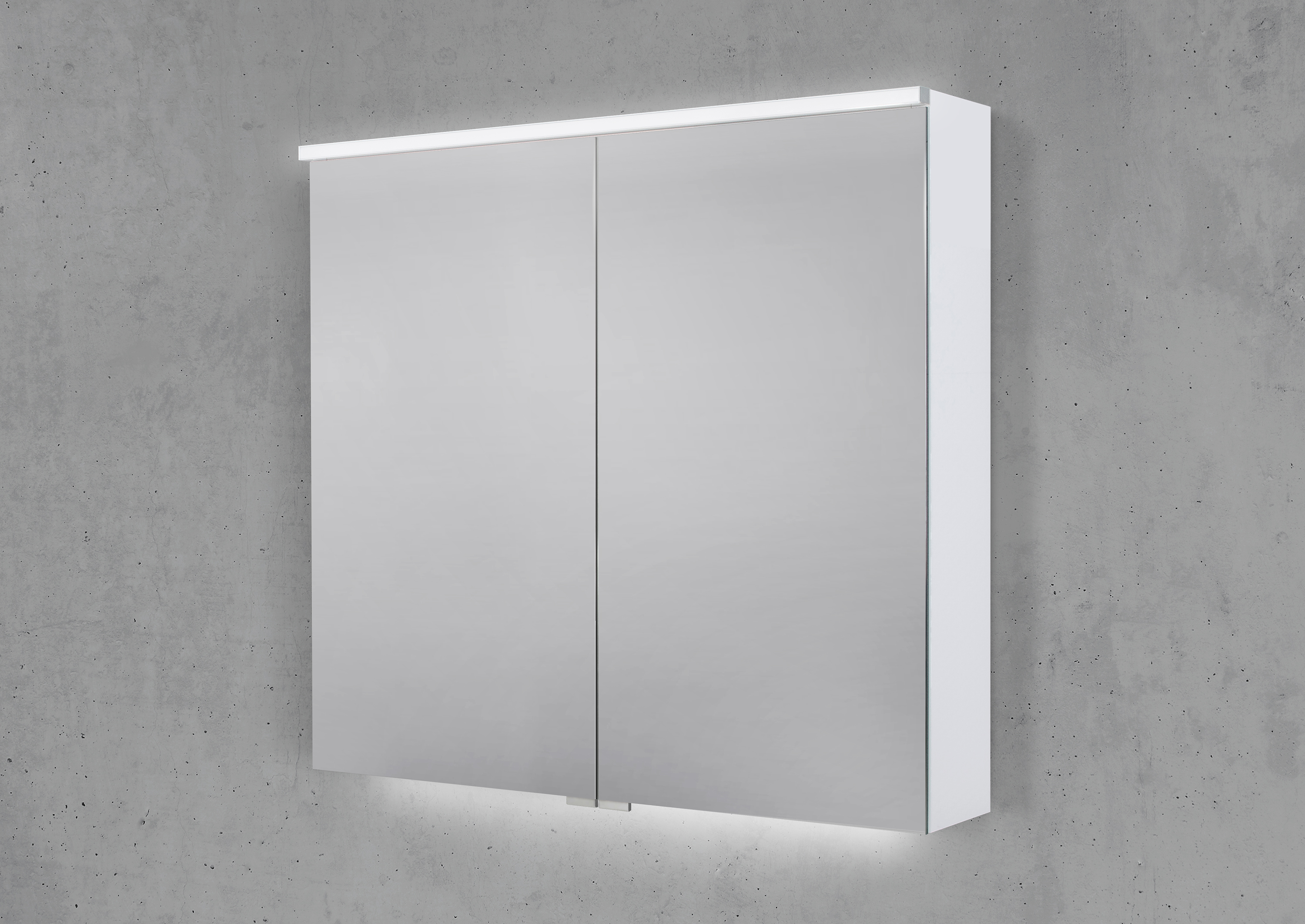 Spiegelschrank 80 cm integrierte MULTI Light LED Beleuchtung  Doppelspiegeltüren