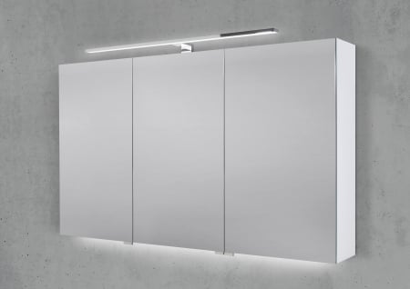 Spiegelschrank 120 cm mit LED Chrom Beleuchtung Doppelspiegeltüren