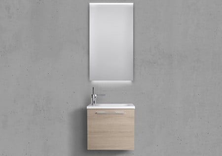 Badmöbel Set Rimini, Gäste WC Waschbecken, mit LED Spiegel