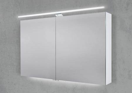 Spiegelschrank 110 cm mit LED Beleuchtung, Doppelspiegeltüren
