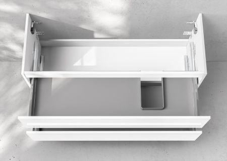 Unterschrank Intarbad Premium als Zubehör für Waschtisch Laufen Kartell 120cm mit Ablage links