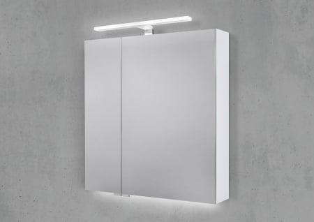 Spiegelschrank 70 cm mit MULTI LED Acryl Aufsatzleuchte Doppelspiegeltüren