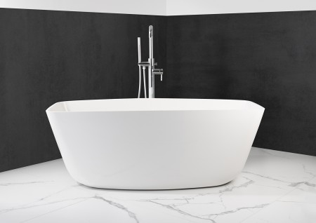 Freistehende Badewanne aus Mineralguss 156,5x70x58 cm in Weiß Glanz