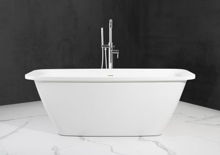 Freistehende Badewanne aus Mineralguss 170x70x61,9 cm in Weiß Glanz