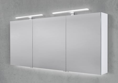 Spiegelschrank 160 cm integrierte 2x MULTI LED Acryl Beleuchtung Doppelspiegeltüren
