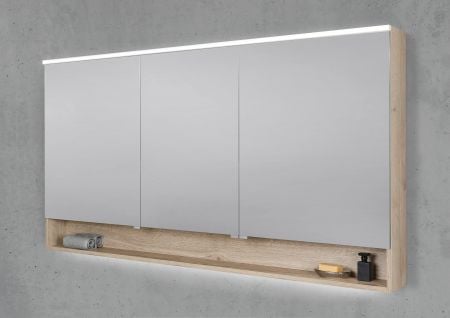 Spiegelschrank 170 cm mit offenem Fach Multilight-LED-Beleuchtung Doppelspiegeltüren