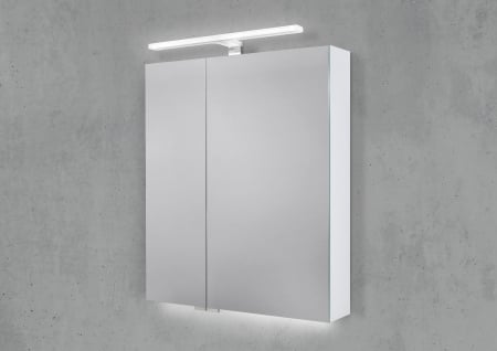 Spiegelschrank 60 cm mit MULTI LED Acryl Aufsatzleuchte Doppelspiegeltüren