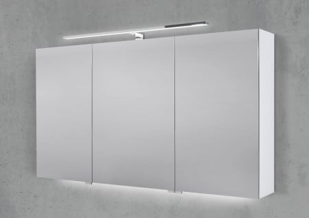 Spiegelschrank 130 cm mit LED Chrom Beleuchtung Doppelspiegeltüren