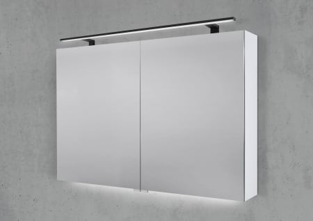 Spiegelschrank 100 cm mit MULTI LED Aufsatzleuchte Doppelspiegeltüren