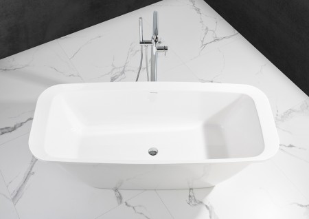 Freistehende Badewanne aus Mineralguss 170x70x61,9 cm in Weiß Glanz sofort lieferbar
