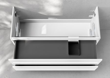 Unterschrank Intarbad Deluxe als Zubehör für Waschtisch Laufen Kartell 120cm mit Ablage links