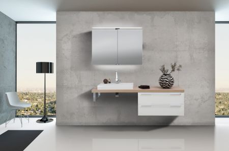 Design Badezimmerset mit Waschbecken, Spiegelschrank
