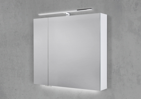Spiegelschrank 80 cm mit LED Chrom Beleuchtung Doppelspiegeltüren