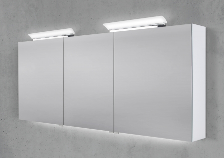 Spiegelschrank 170 cm 2x LED Acryl Aufsatzleuchte mit Unterbauleuchte doppelseitig verspiegelt
