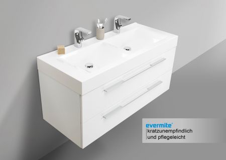Badmöbel Waschtisch Evermite Doppelwaschbecken, Unterschrank und LED Lichtspiegel