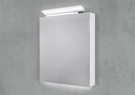 Spiegelschrank 60 cm LED Acryl Aufsatzleuchte mit Unterbauleuchte doppelseitig verspiegelt
