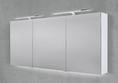 Spiegelschrank 160 cm mit 2x LED Chrom Beleuchtung Doppelspiegeltüren