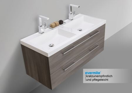 Design Badezimmermöbel Set mit Doppelwaschbecken und LED Lichtspiegel