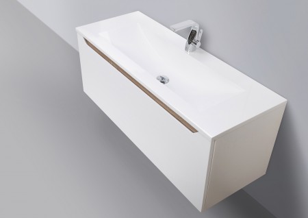 Badezimmermöbel Set grifflos 120cm Waschtisch, Led Spiegel und Hochschrank