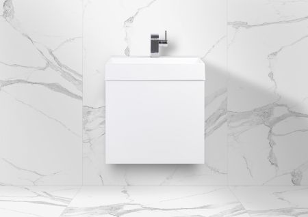 Badmöbel Bella.Mini für Gäste WC, Unterschrank grifflos mit Waschtisch 50x36 cm, vormontiert