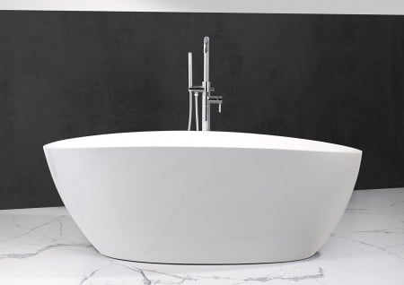 Freistehende Badewanne aus Mineralguss 170x77x62 cm in Weiß Glanz oder Matt