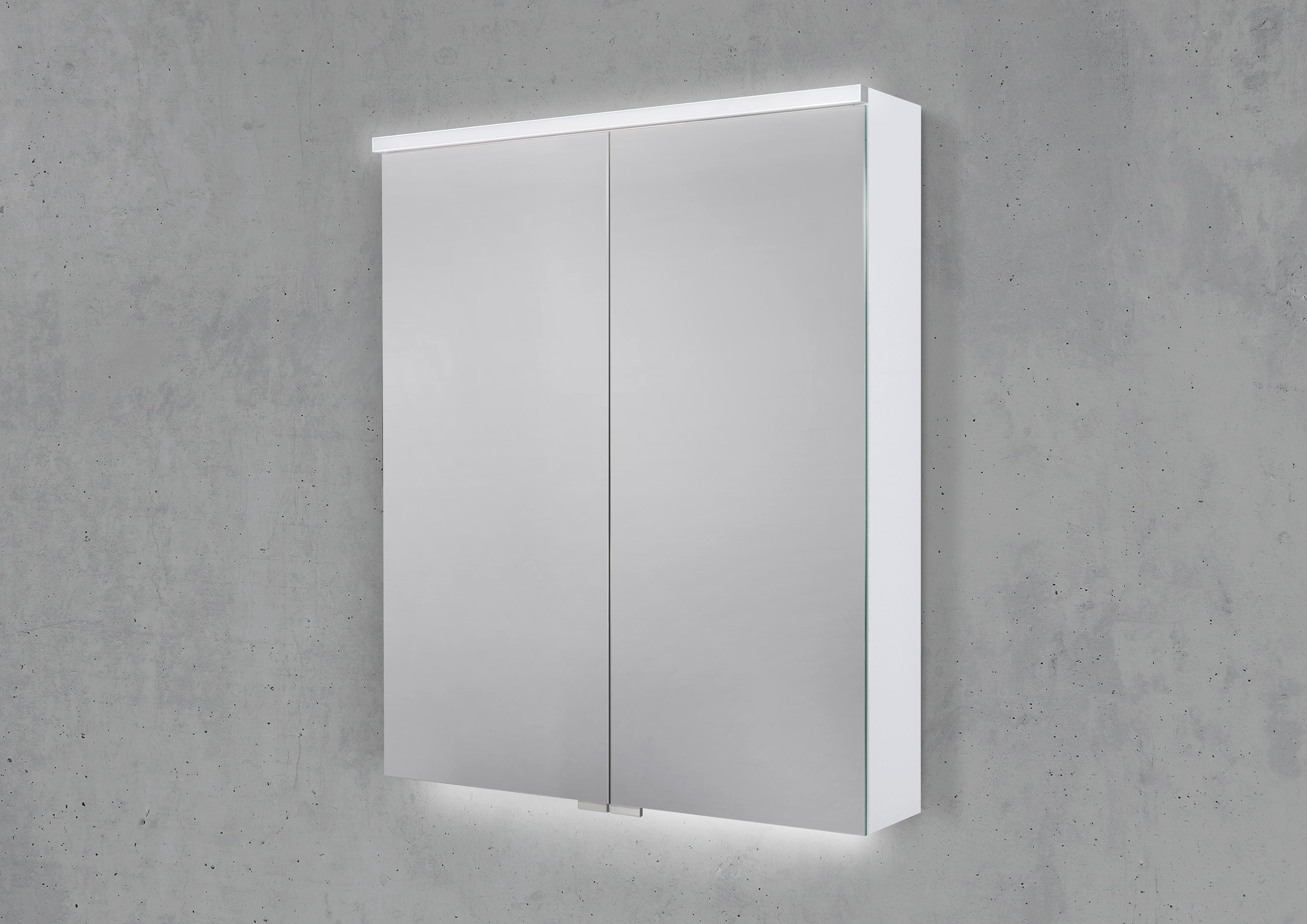 Spiegelschrank 60 cm integrierte MULTI Light LED Beleuchtung  Doppelspiegeltüren
