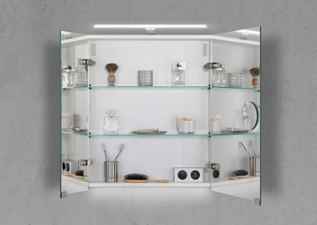 Spiegelschrank 60 cm mit MULTI LED Acryl Aufsatzleuchte Doppelspiegeltüren-Copy